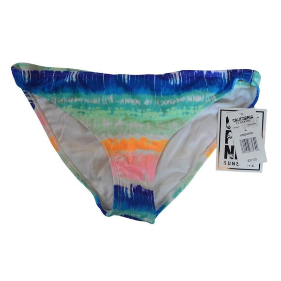 California Sunshine Ladies Multicolor Sunset Tie Dye Hipster Bikini Bottom Size - Picture 1 of 4